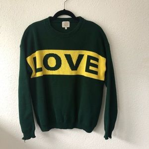 LOVE green and yellow sweater